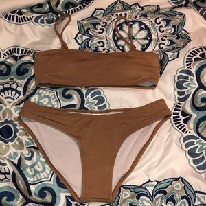 Brown/ Tan Two-Piece Bathing Suit